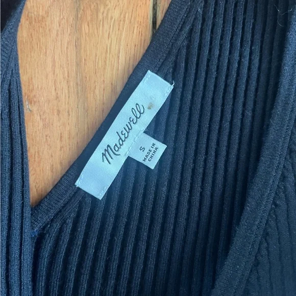 Madewell The Signature Knit Button Front Sweater Tank - Black - Size Small - Picture 4 of 4